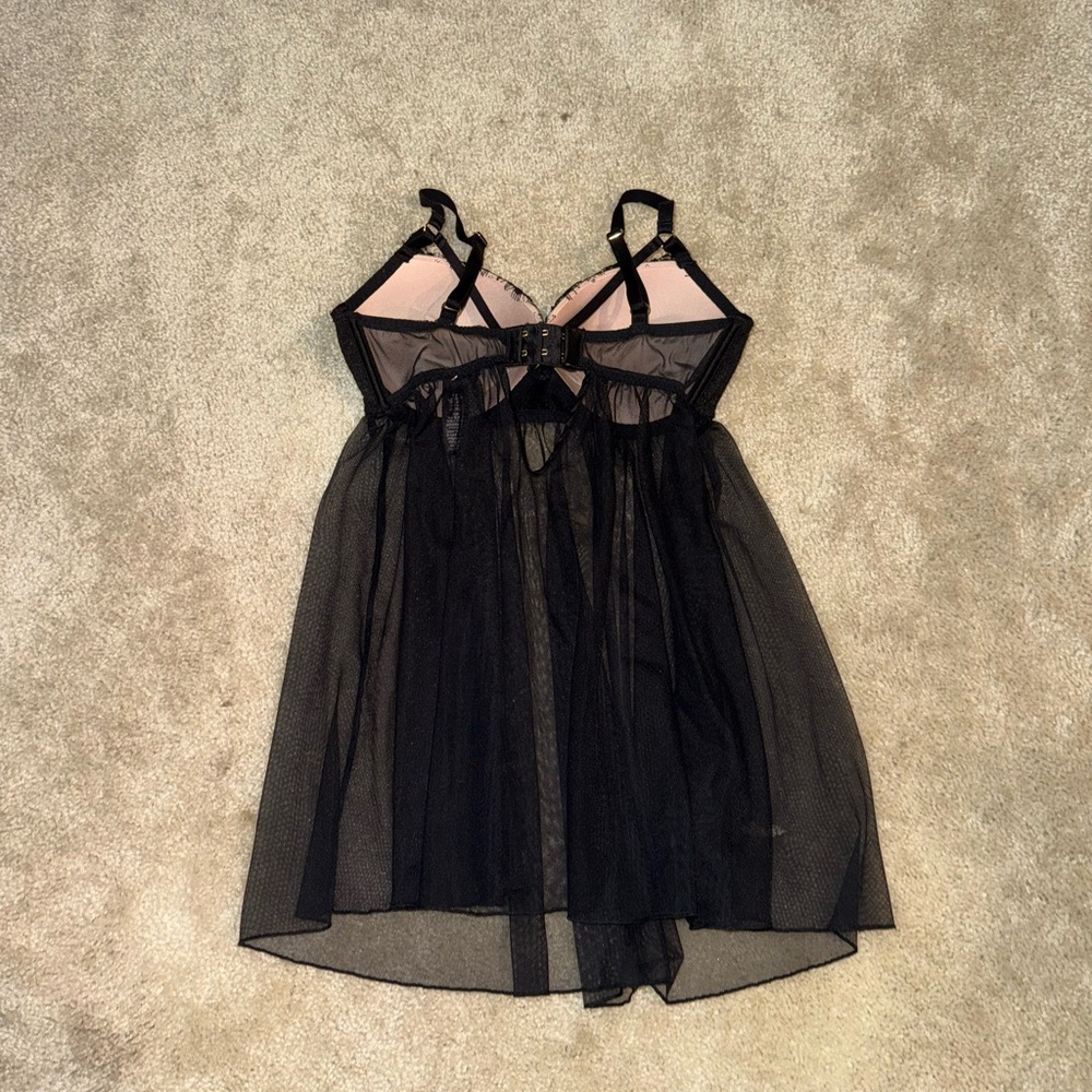 Victoria’s Secret Black Lace-Overlay Babydoll Nightdress - 34D - Picture 4 of 4